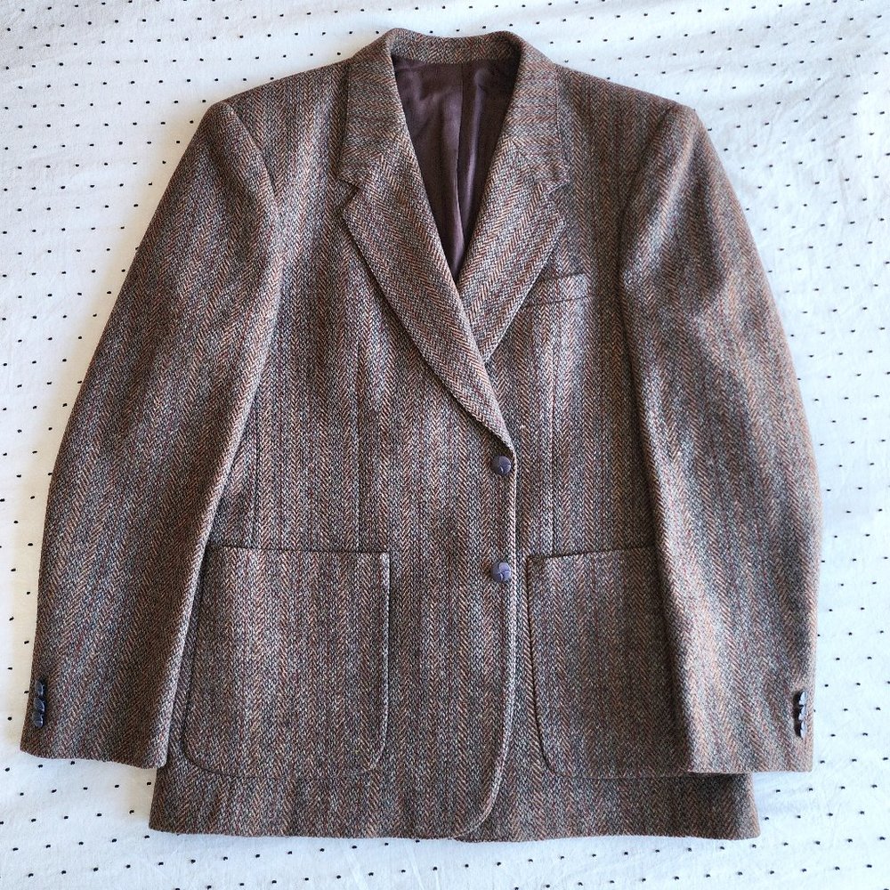 Men's Harris Tweed Blazer, Jack Fraser Jacket made with Scottish Wool, Size L